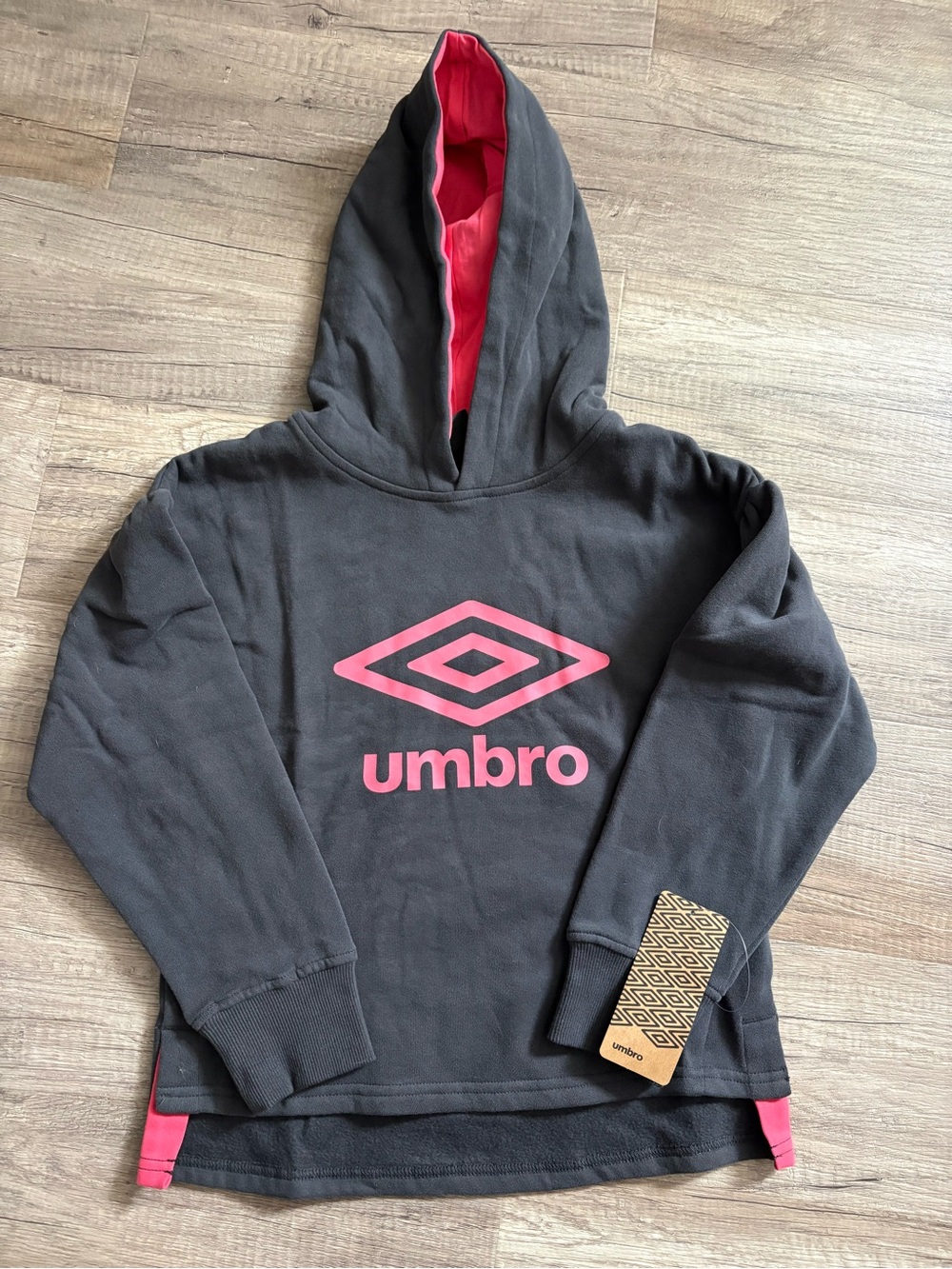Umbro Black Hoodie with Pink Logo & Lining